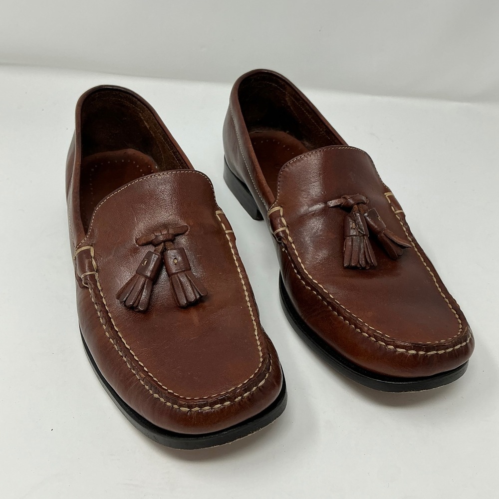 Cole Haan Country Mens Brown Leather Tassel Loafers Moc Toe Shoes Size 8 B